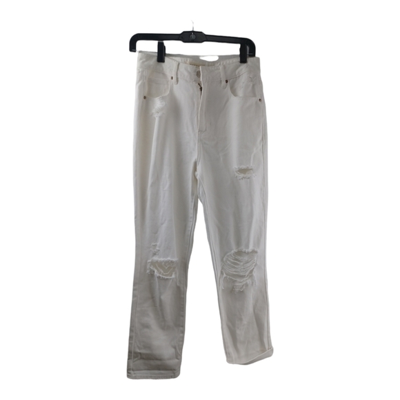 NEW Pacsun White Mom Jean High Rise SZ 4/26 Distressed Cropped Ankle Tapered - Picture 2 of 16